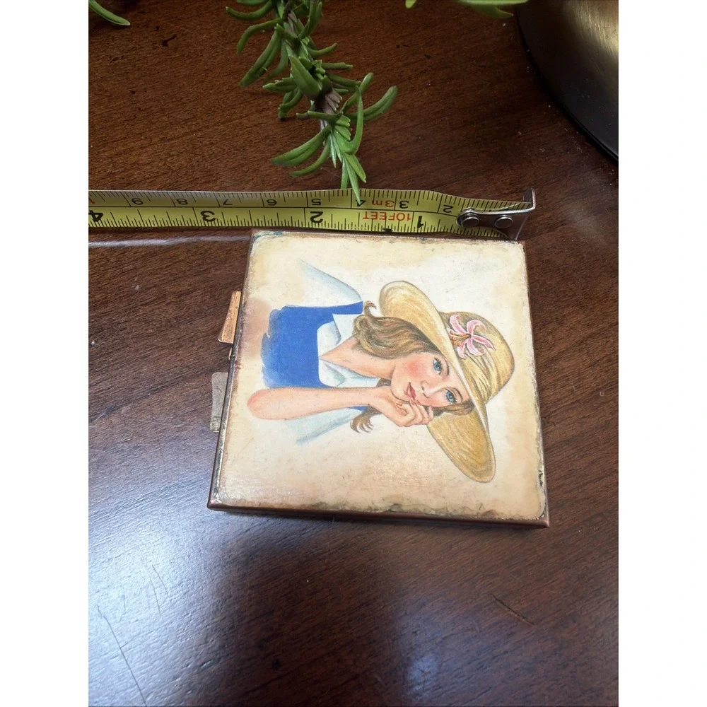 Square Pill Box Compact - Vintage MCM Mid Century Modern - Pill Holder